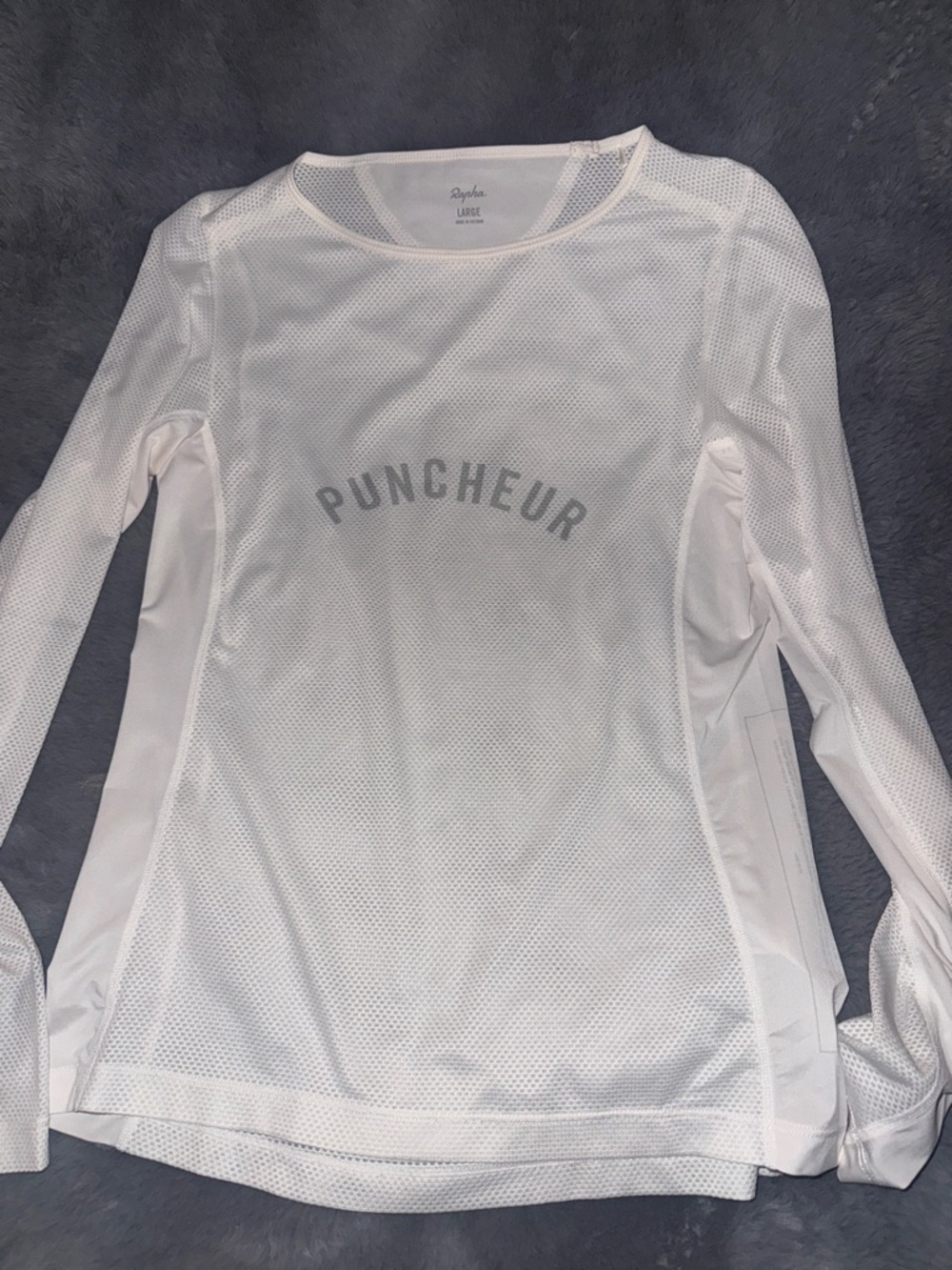 Rapha White Long-Sleeve Mesh Top with 'Puncheur' Logo